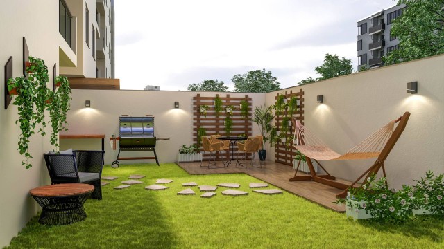 O garden tem área privativa que pode ser personalizada pelo futuro morador