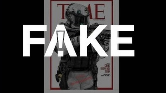 É #FAKE imagem de capa da Time em que soldado armado usa emblema da OMS