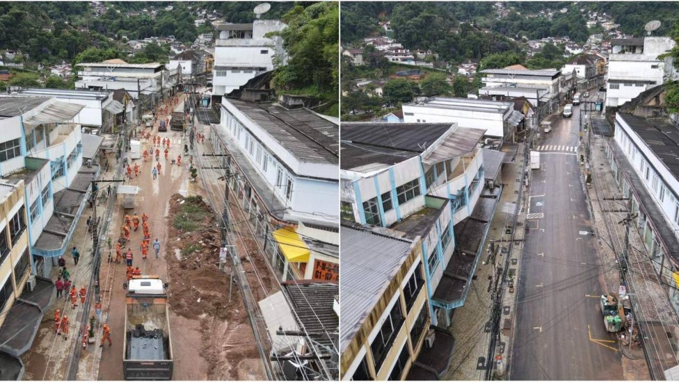 Presidente da Comlurb, Flávio Lopes, publicou em seu Twitter foto de antes e depois da limpeza da Rua Teresa