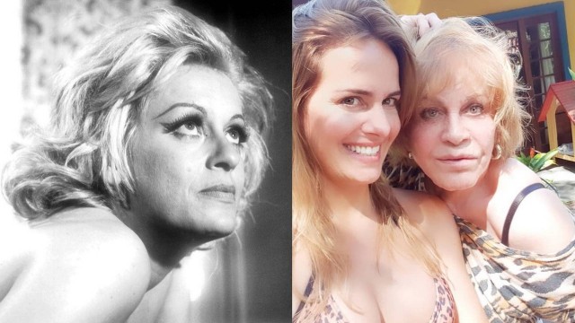 Darlene Glória nos anos 70 e hoje, aos 78, com a filha Rebeca Brandão