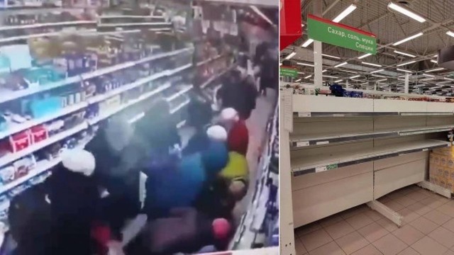 Consumidores russos brigam por açúcar em supermercado