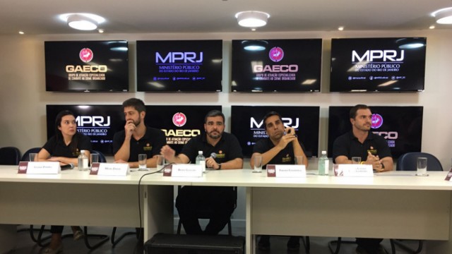 Promotores do Gaeco concedem entrevista coletiva sobre a Operação Calígula, que mirou Ronnie Lessa e Rogério de Andrade