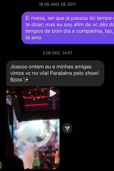 Troca de mensagens entre João Gomes e Maisa