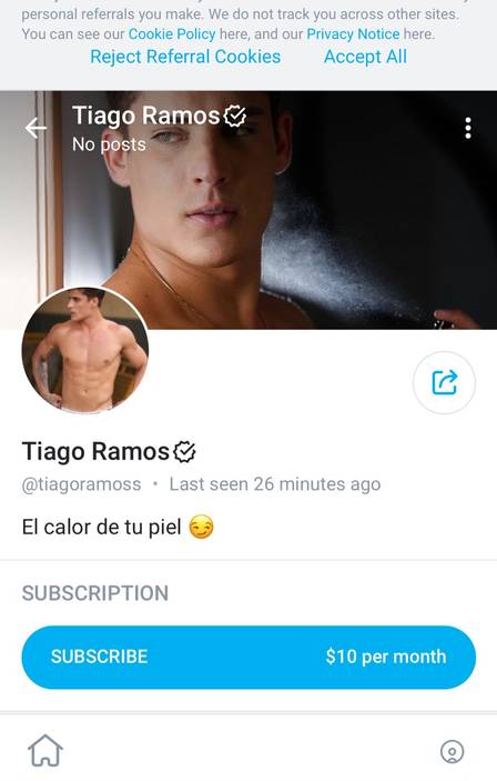 Tiago Ramos vende nudes na web por R$ 47 mensais