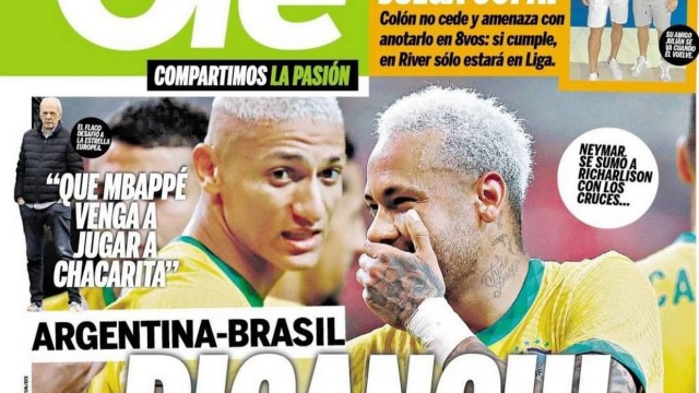 Capa do "Olé" sobre Brasil e Argentina