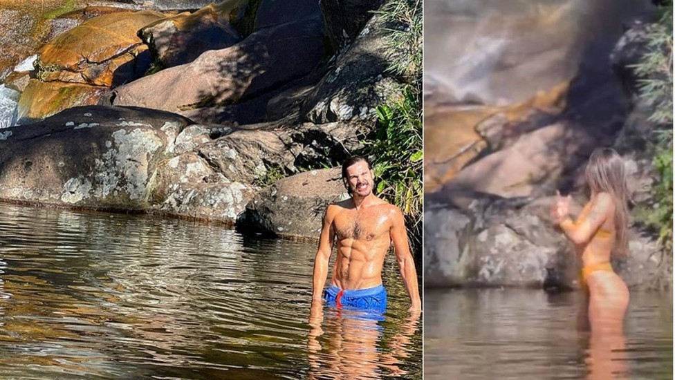 Nicolas e Luiza postam da mesma cachoeira, no mesmo dia