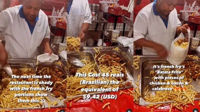 “A próxima vez que o restaurante estiver muquirana com a porção de batata frita, mostre-os isso”, diz o texto da postagem, além de chamar Ademar de "lenda" e mostrar o valor equivalente em dólar