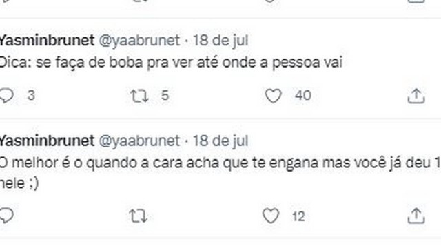 Yasmin Brunet faz posts sobre amizade falsa e fãs apontam indireta para Jade Picon
