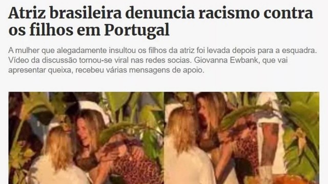 Denúncia de racismo feita por Giovanna Ewbank repercute em Portugal