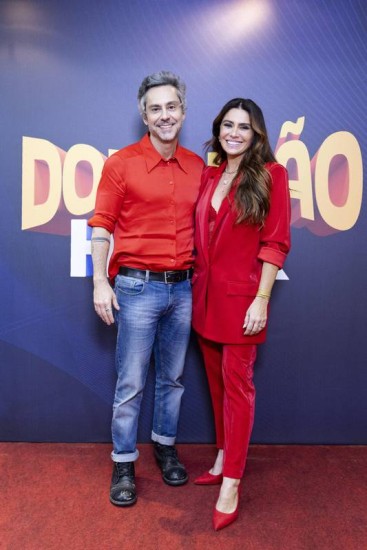 Alexandre Nero e Giovanna Antonelli em gravação do 'Domingão do Huck'
