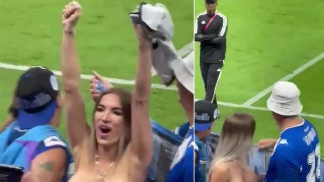 Torcedora argentina faz topless na final da Copa contra a França no estádio Lusail