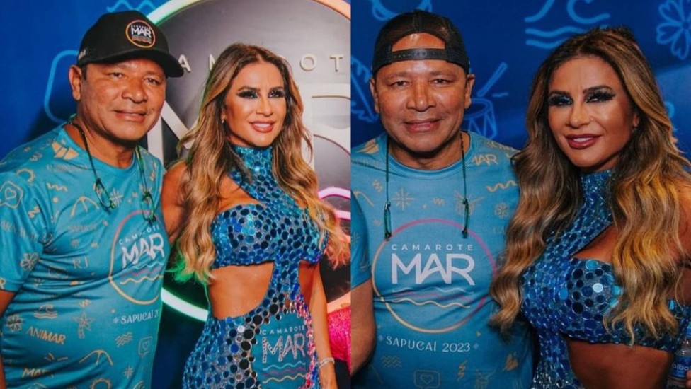 Pai de Neymar leva namorada Mariane Bernardi à Sapucaí
