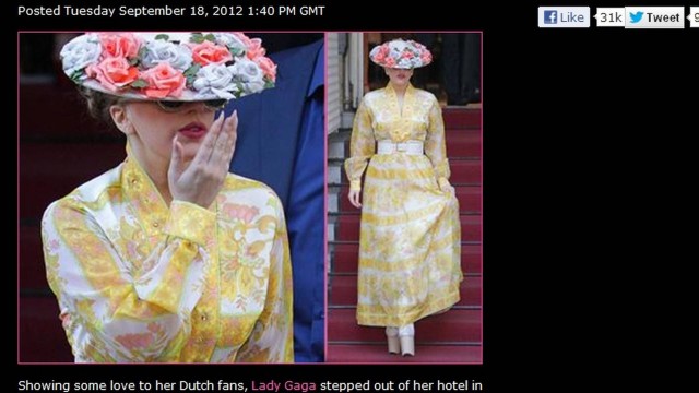 Lady Gaga em Amsterdã: flores em profusão e unhas stileto