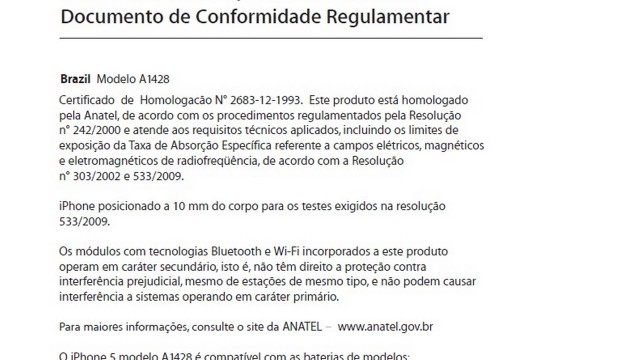 iPhone 5 é homologado pela Anatel