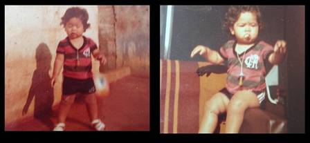 Na infância, Pezão com o uniforme do Flamengo
