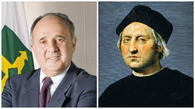 À esquerda, Cristovam Buarque; à direita, Cristóvão Colombo.