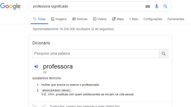 Resultado do google atribui professora a prostituta