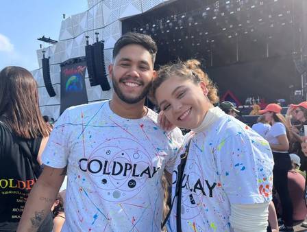Whitor e a mulher Maria Eduarda: fãs do Coldplay