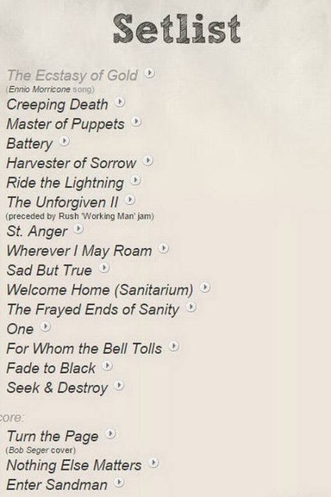 Metallica Live Concert Setlist at Estacionamento da Fiergs, Porto Alegre,  BR on 05-05-2022