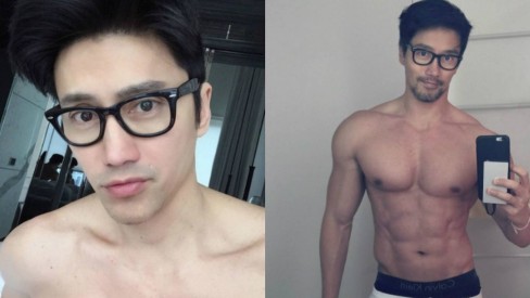 Feche o retrato do jovem modelo masculino asiático com cabelo