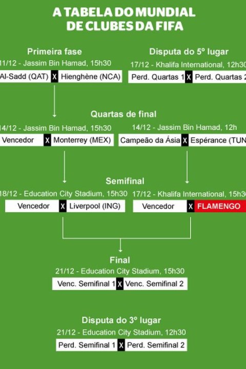 Campeão da Libertadores, Flamengo se classifica ao Mundial; confira a  tabela - Flamengo - Extra Online