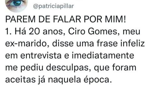 Patricia Pillar se manifesta ap s declara o antiga de Ciro Gomes