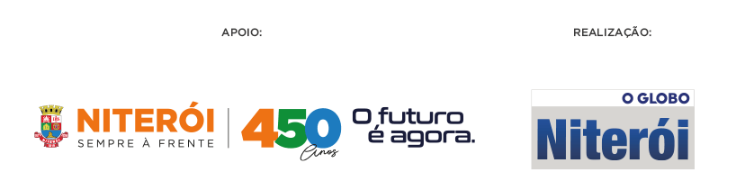 Imagem com marcas de apoio da Prefeitura de Niterói 450 anos e logomarca do jornal O Globo Niterói, como realização.
